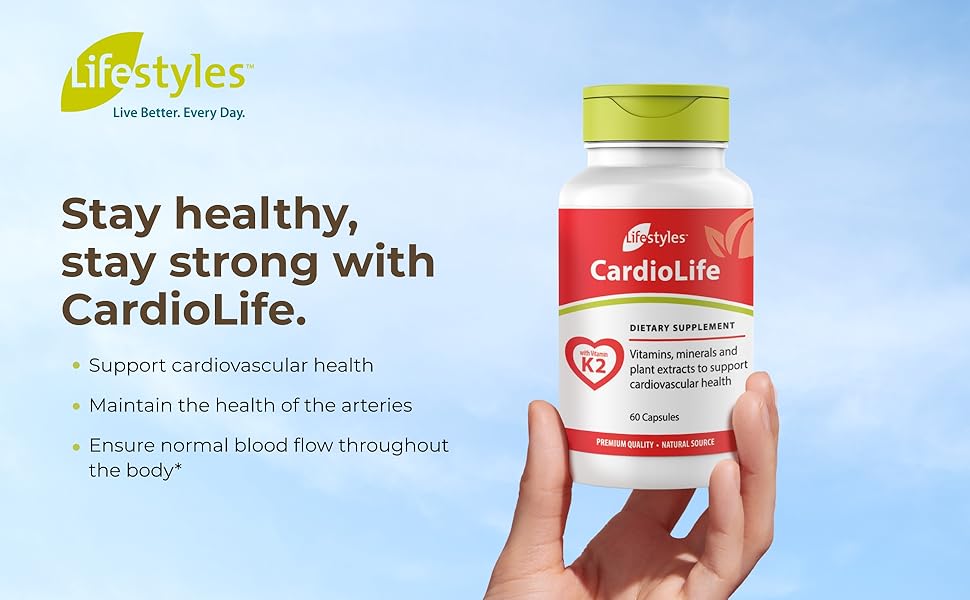 Intra Lifestyles CardioLife Supplement - Herbal Heart Health Support with Vitamin K2 (MK7), Folic Acid, Beetroot, Cayenne Extract & More – Made in Canada – 60 Capsules (1) cleaning cleanse cleanser vital improve legs feet cleaner unclog reducer lower miracle super reduce
