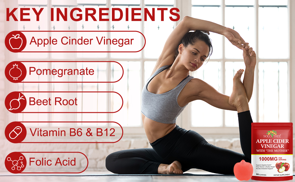 NIFEISHI Apple Cider Vinegar Gummies, (1000mg) Apple Cider Vinegar with Mother, (90Count) ACV Gummies w/Vitamin B6 & B12, Folic Acid, Vegan, Non-GMO, Gluten- & Gelatin-Free apple cider vinegar with mother