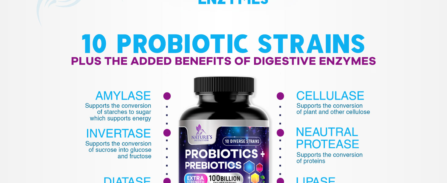 Probiotics 100 Billion CFU Per Serving - 10 Premium Strains + Prebiotics - Best Probiotic Supplement for Women & Men - Supports Immune, Digestive Health, Occasional Constipation & Gas - 120 Capsules probotic wholesome enzymes gastritis probitiotic acne bulk prpbiotics vag