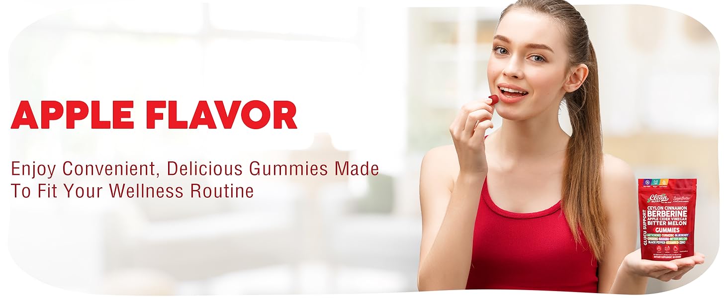 Sugar Savior Ceylon Cinnamon Berberine Gummies Apple Cider Vinegar Artichoke Turmeric Blueberry Ginseng Banaba Bitter Melon Black Pepper Vitamin D Zinc GLP1 Gummies 60 Count by Clean Nutra Sugar Savior Gummies