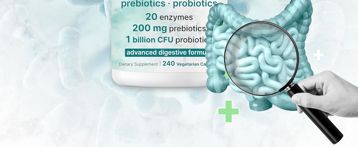 Micro Ingredients Super Enzymes with Prebiotics & Probiotics, 240 Veggie Capsules | Digestive Enzymes for Women & Men | Probiotic, Bromelain, Psyllium Husk & More | Immune & Gut Health Support 3