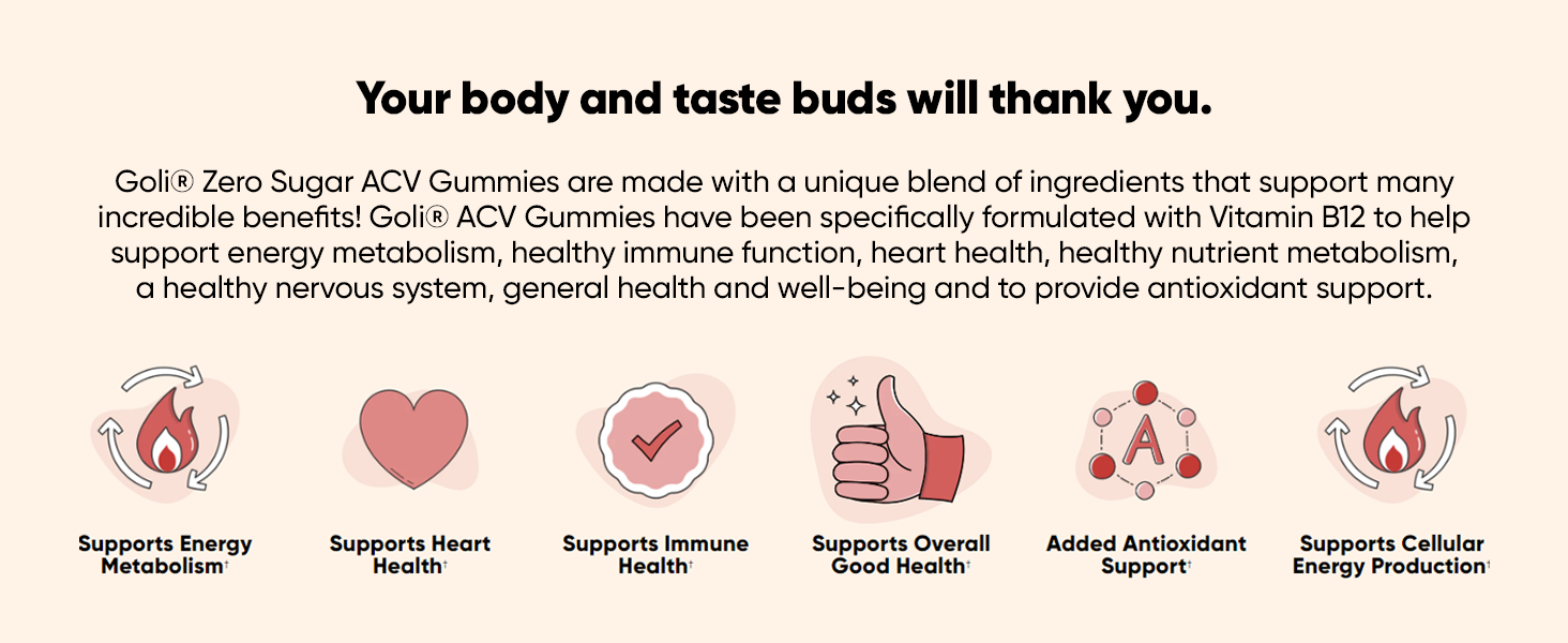 Goli Apple Cider Vinegar Gummies - Worlds First ACV Gummy with Vitamin B12, Beetroot & Pomegranate - Vegan, Non-GMO, Gluten-Free acv
