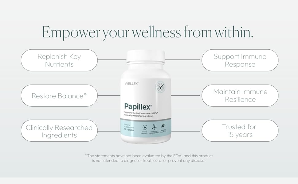 Papillex Dietary Supplement Tablets All Natural Immune Support - Immunity Defense - Best Immune System Booster - Organic 60 Capsules Bottle (Single Bottle) Empower Wellness