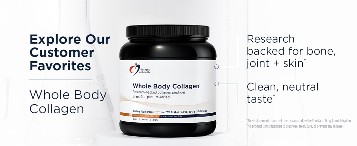 Designs for Health Plant Enzyme Digestive Formula - Vegetarian Digestive Enzymes Supplement - Gut Support with Hemicellulase, Protease + More - May Support Occasional Gas + Bloating (90 Capsules) Whole Body Collagen
