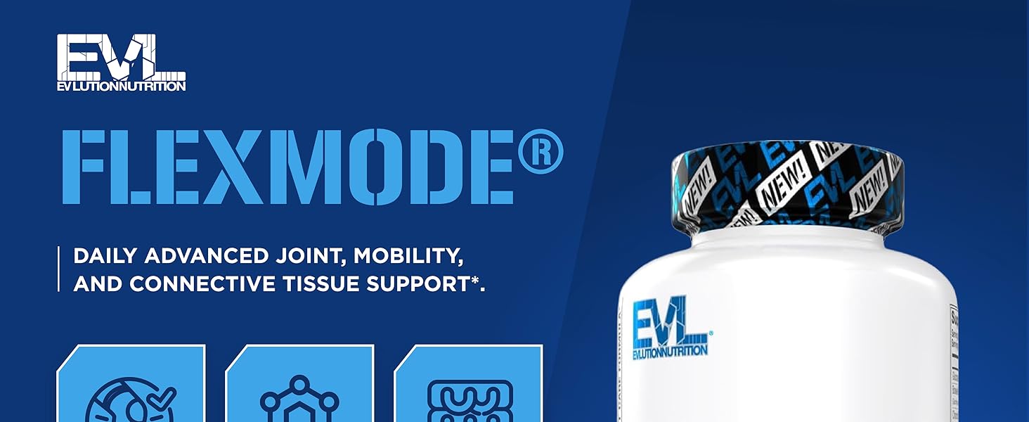 High Absorption Joint Support Supplement - Evlution FLEXMODE Joint Supplement with Advanced Joint Vitamins Including Glucosamine Chondroitin MSM Boswellia and Hyaluronic Acid - 30 Servings Header