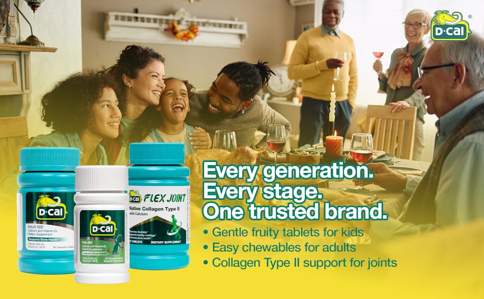 D-Cal Flex Joint | Joint Support Supplement for Women | Native Collagen Type II, Calcium & BioPerine® | Rebuild Cartilage, Improve Flexibility & Strengthen Bones | 72 Tablets, Made in USA Every Genration, Every stage, One trusted brand!