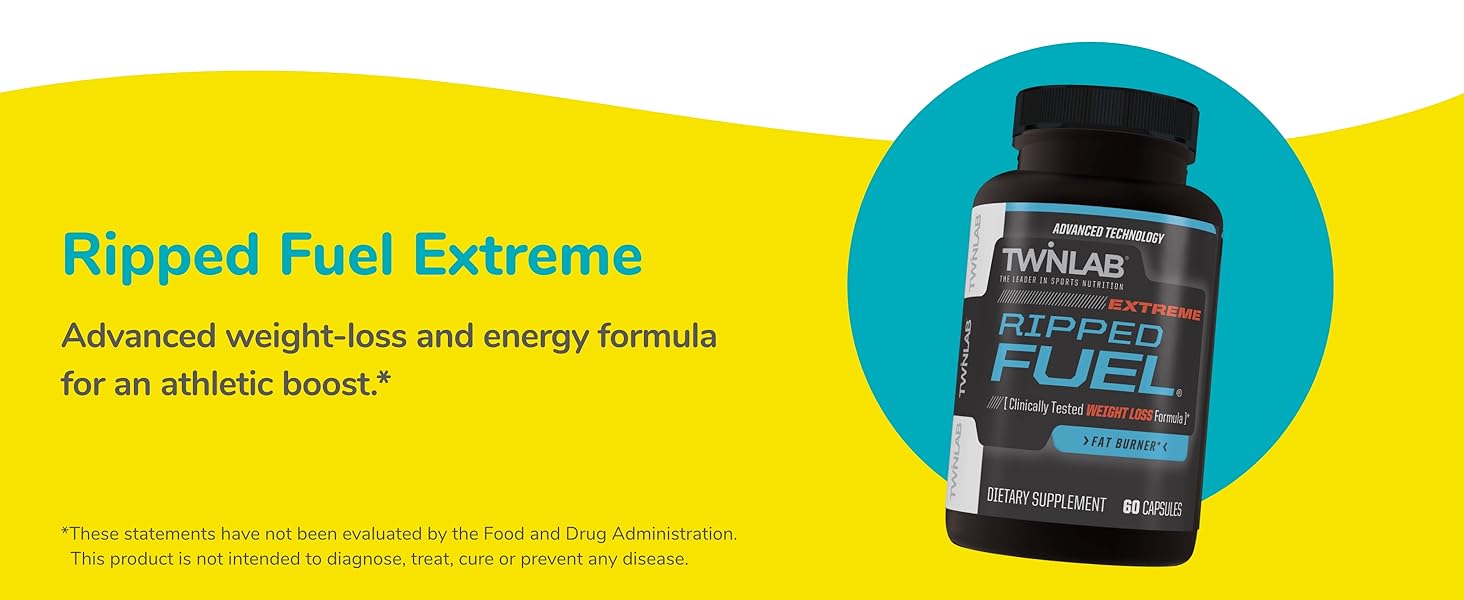 Twinlab Ripped Fuel Extreme - Energy Supplement to Support Weight Management & Muscle Health - 60 Capsules 1A