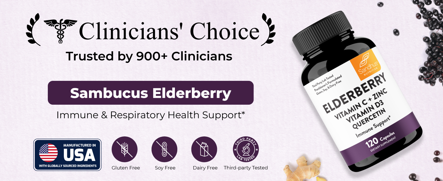 Elderberry Vitamin C and Zinc Capsules for Adults | 360 Count with Quercetin & Vitamin D3 | 6-in-1 Immune Support Supplement Pills | Sambucus Black Elderberry Natural Immunity Vitamins | Made in USA 6-in-1 Sambucus elderberry, immune & respiratory health support, gluten free, soy free, dairy free