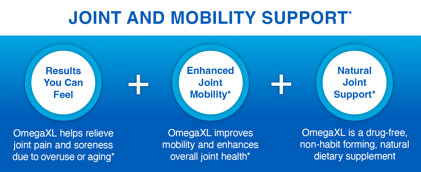 OmegaXL Joint Support Supplement, for Relief - Natural Muscle Support, Green Lipped Mussel Oil, Soft Gel Pills, Drug-Free, 60 Count joint and mobility support