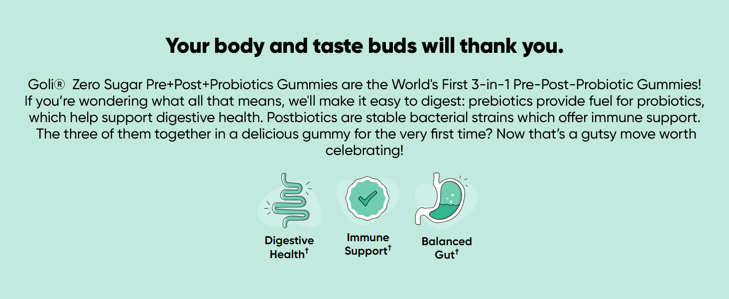 Goli Zero Sugar Pre Pro Postbiotic Gummies - Worlds First 3-in-1 with DE111, XOS, MCC1849 - No Sugar Alcohols - Vegan, Keto-Friendly, Non-GMO zppp