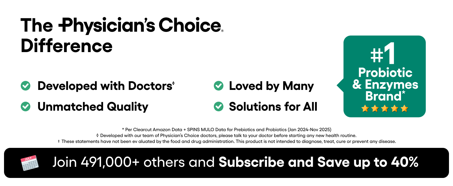 Physician's CHOICE Probiotics for Weight Management & Bloating - 6 Probiotic Strains - Prebiotics - Key ingredient Cayenne - Supports Gut Health - Weight Management for Women & Men - Green Tea - 30 CT the pc difference