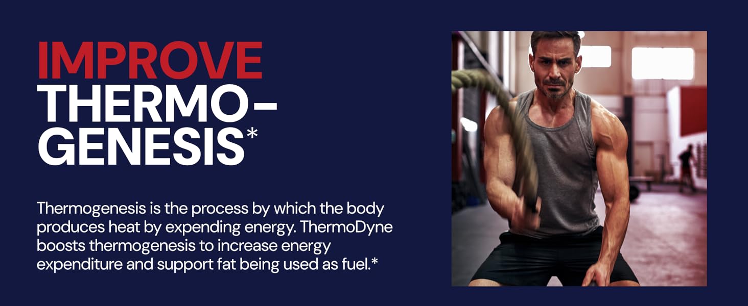 Novex Biotech ThermoDyne - Thermogenic Fat Burner for Men – Appetite Suppressant – Metabolism Booster for Men - 200mg Caffeine - 120 Count improve thermogenesis