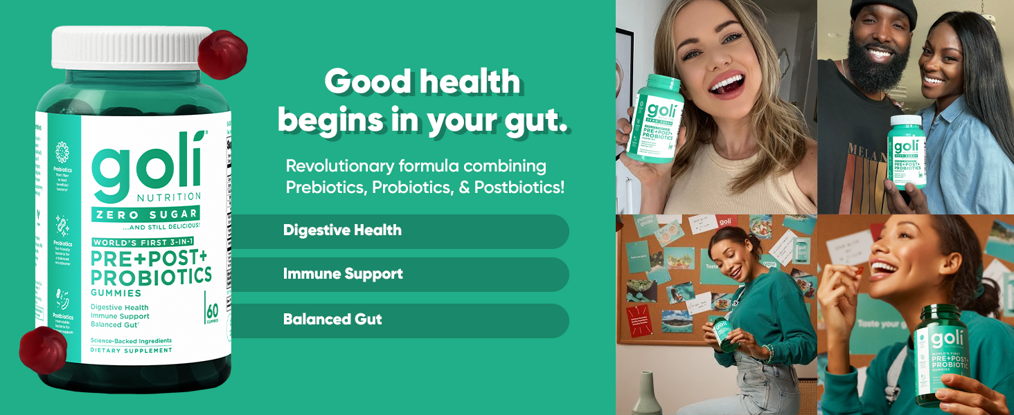 Goli Zero Sugar Pre Pro Postbiotic Gummies - Worlds First 3-in-1 with DE111, XOS, MCC1849 - No Sugar Alcohols - Vegan, Keto-Friendly, Non-GMO zppp
